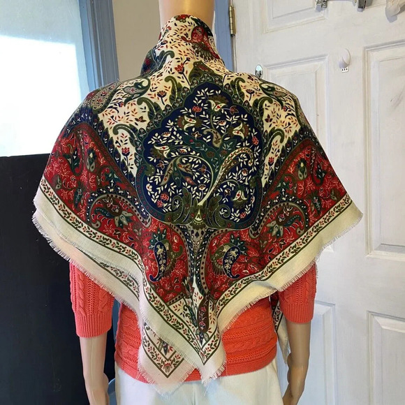 VTG Express Scarf Floral Silky Artsy Expression Impression Luxury Square 38” - Picture 2 of 8